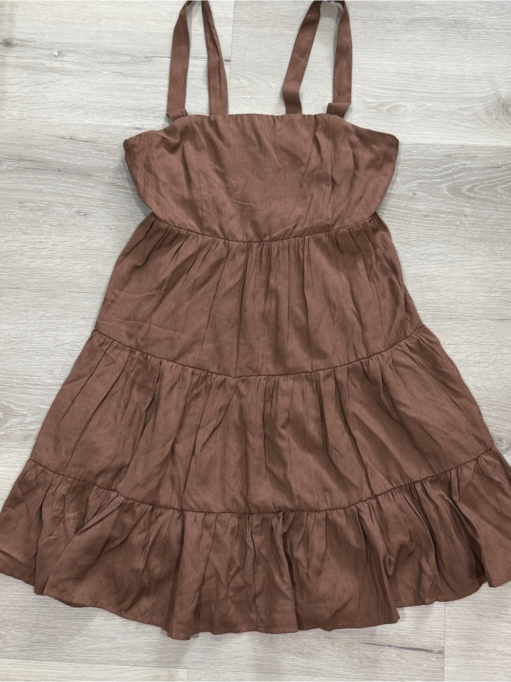 Brown Tiered Sundress with Straps